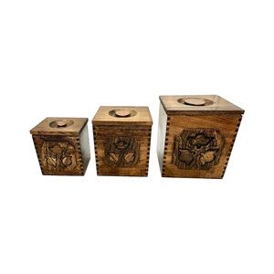 Vintage Canister Set Roebuck and Co. Wooden Set of 3